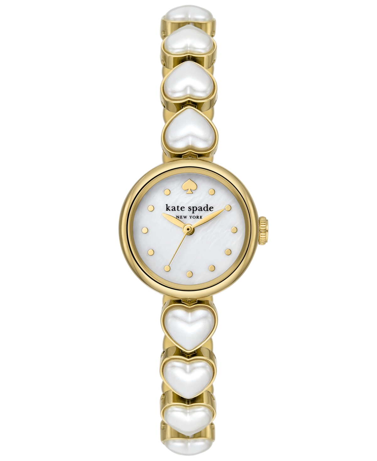 Kate Spade Women's Monroe Three Hand Gold-tone Stainless Steel And Imitation Pearl Watch 24mm In White