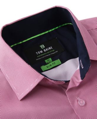 Men's Performance Stretch Mini Plaid Button Down Dress Shirt