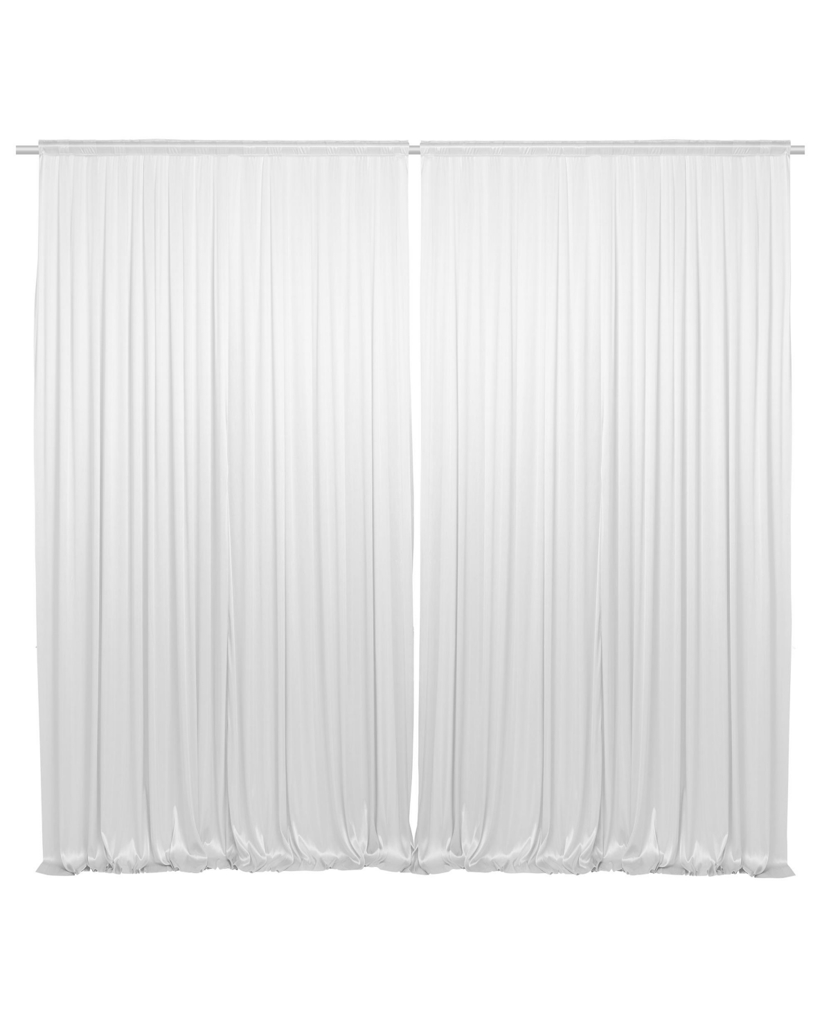 Set of 2 Photography Backdrop Curtains, 5ft x 10ft White Wedding Photo Background - White