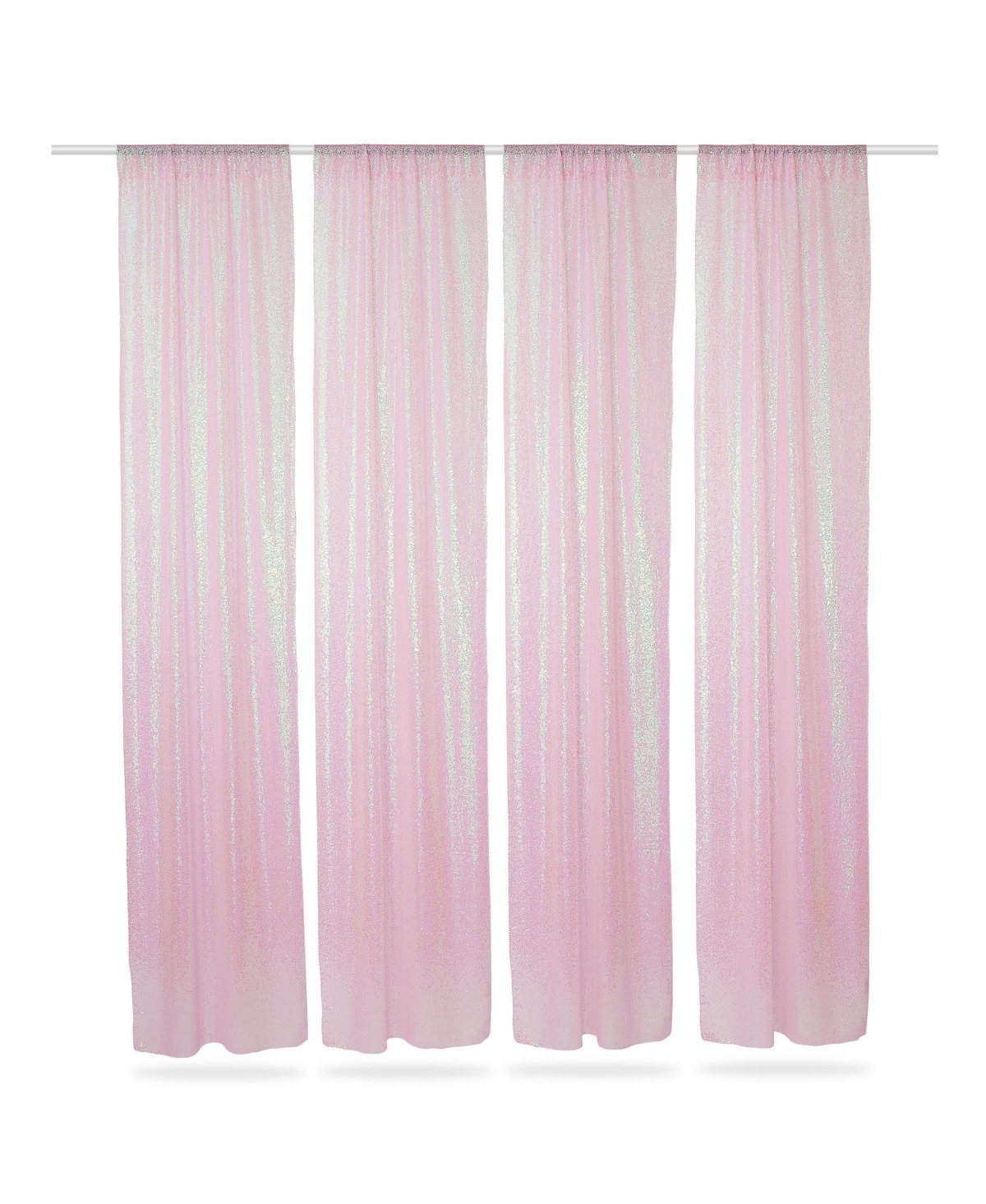 (Set of 4) Sequin Backdrop Curtains, 2ft x 8ft Pink Glitter Backgrounds - Pink