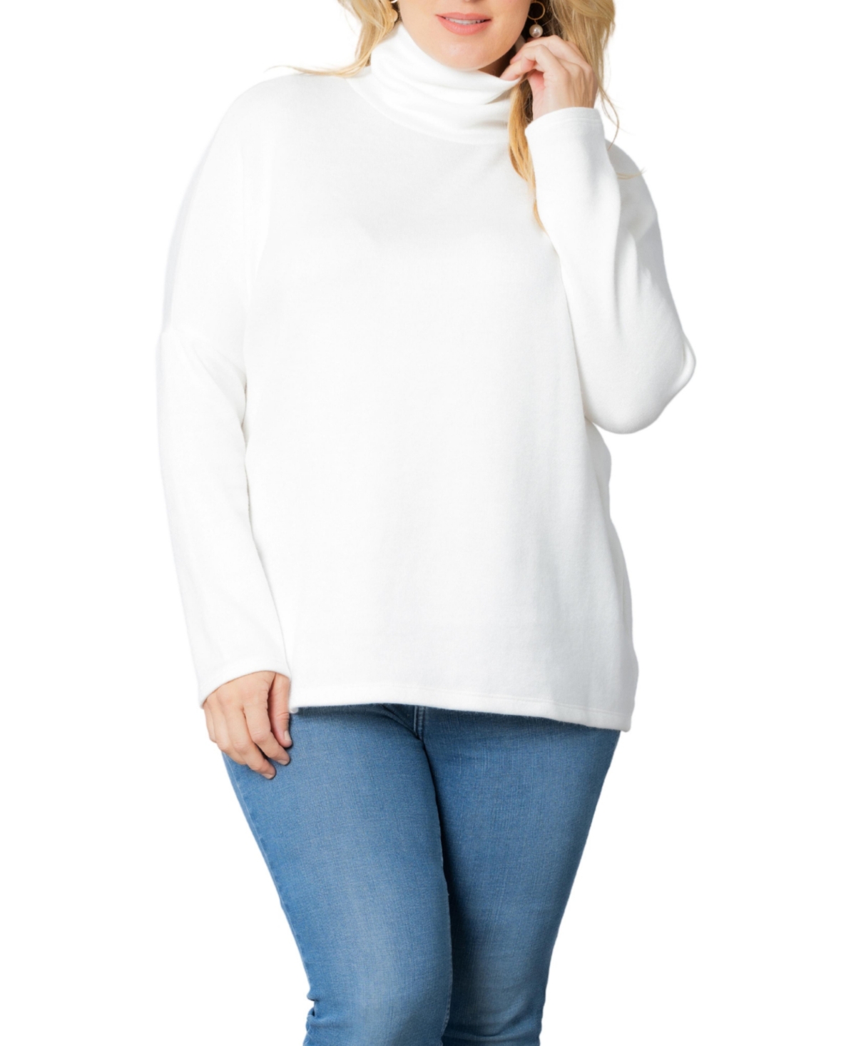 Kiyonna Paris Turtleneck Tunic Sweater In Ivory