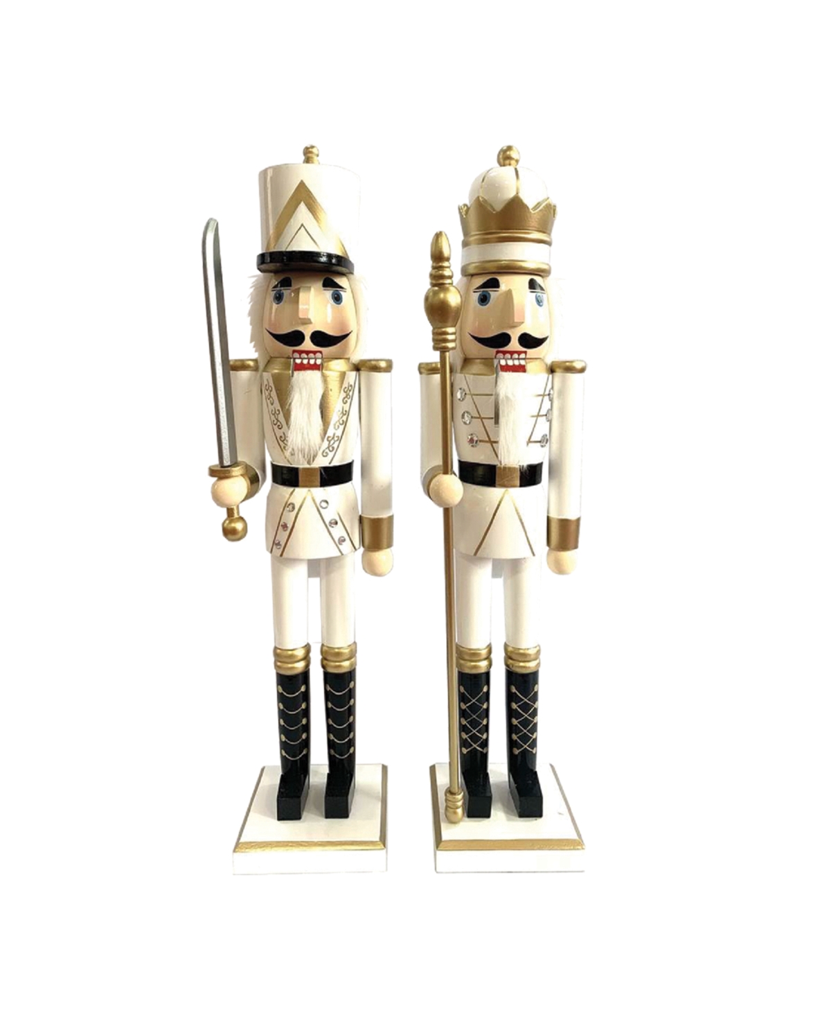 24" Gold-Tone King and Guard Nutcracker, Set of 2 - White