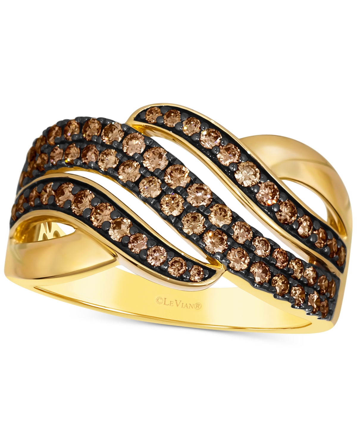 Le Vian Chocolatier Chocolate Diamond Wavy Statement Ring (3/4 Ct. T.w.) In 14k Gold In K Honey Gold Ring