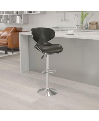 Contemporary Cozy Mid-Back Vinyl Adjustable Height Barstool