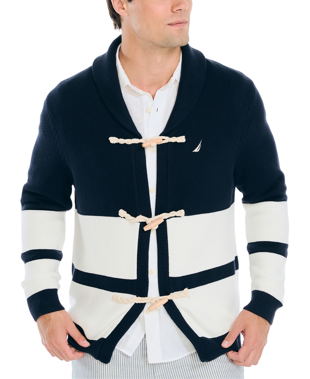Nautica Men's Heritage Shawl-collar Toggle-closure Cardigan Sweater In Navy Seas