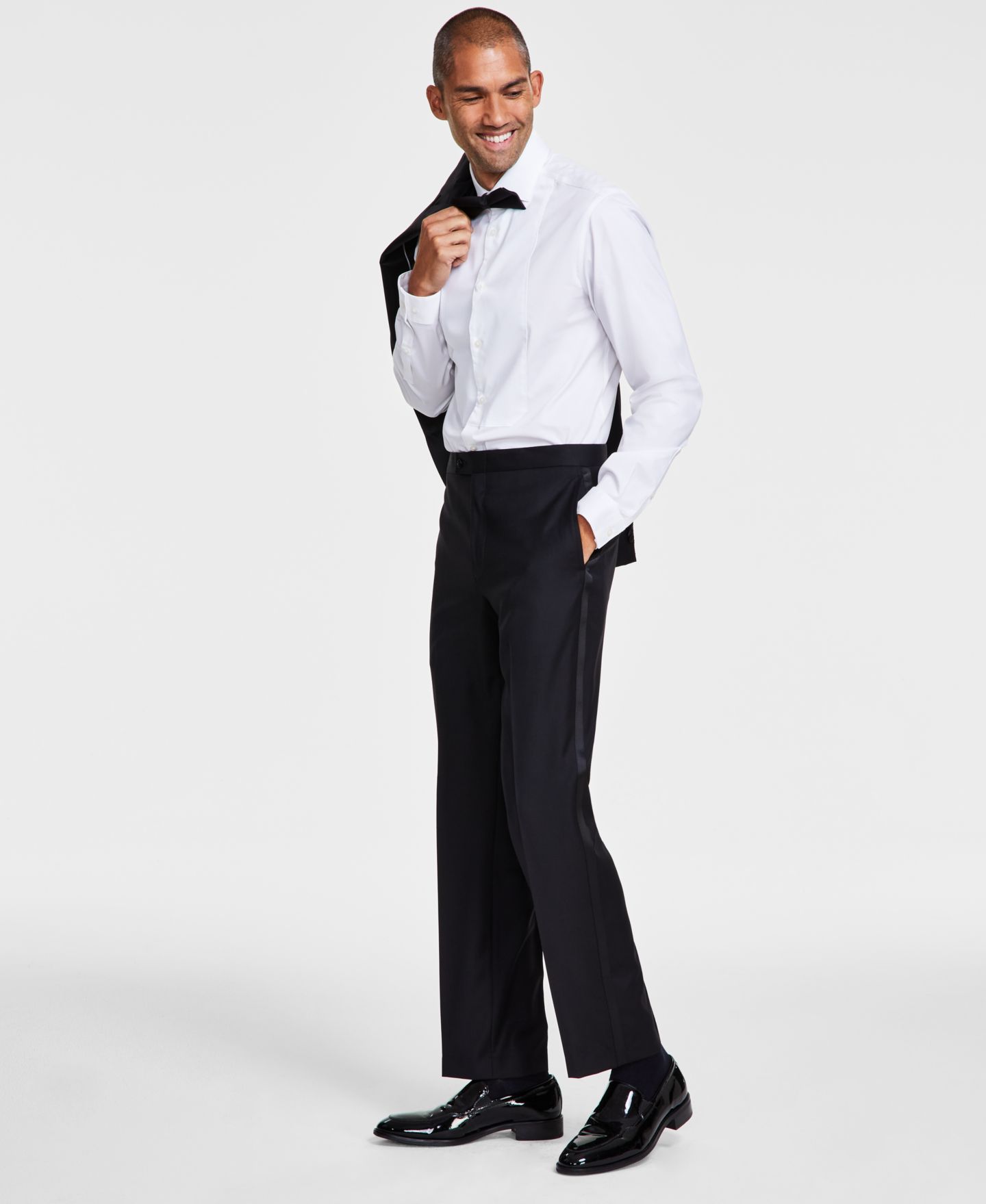 Мужские брюки Michael Kors Classic-Fit Stretch Tuxedo, цвет: Чёрный — фото 1