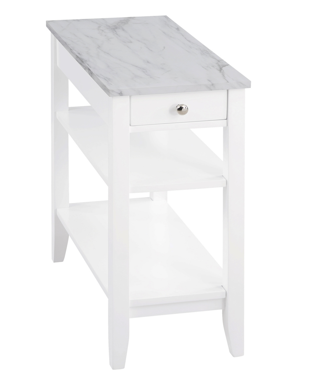 Shop Convenience Concepts 23.5" Mdf Ah 1 Drawer Chairside End Table In White Faux Marble,white