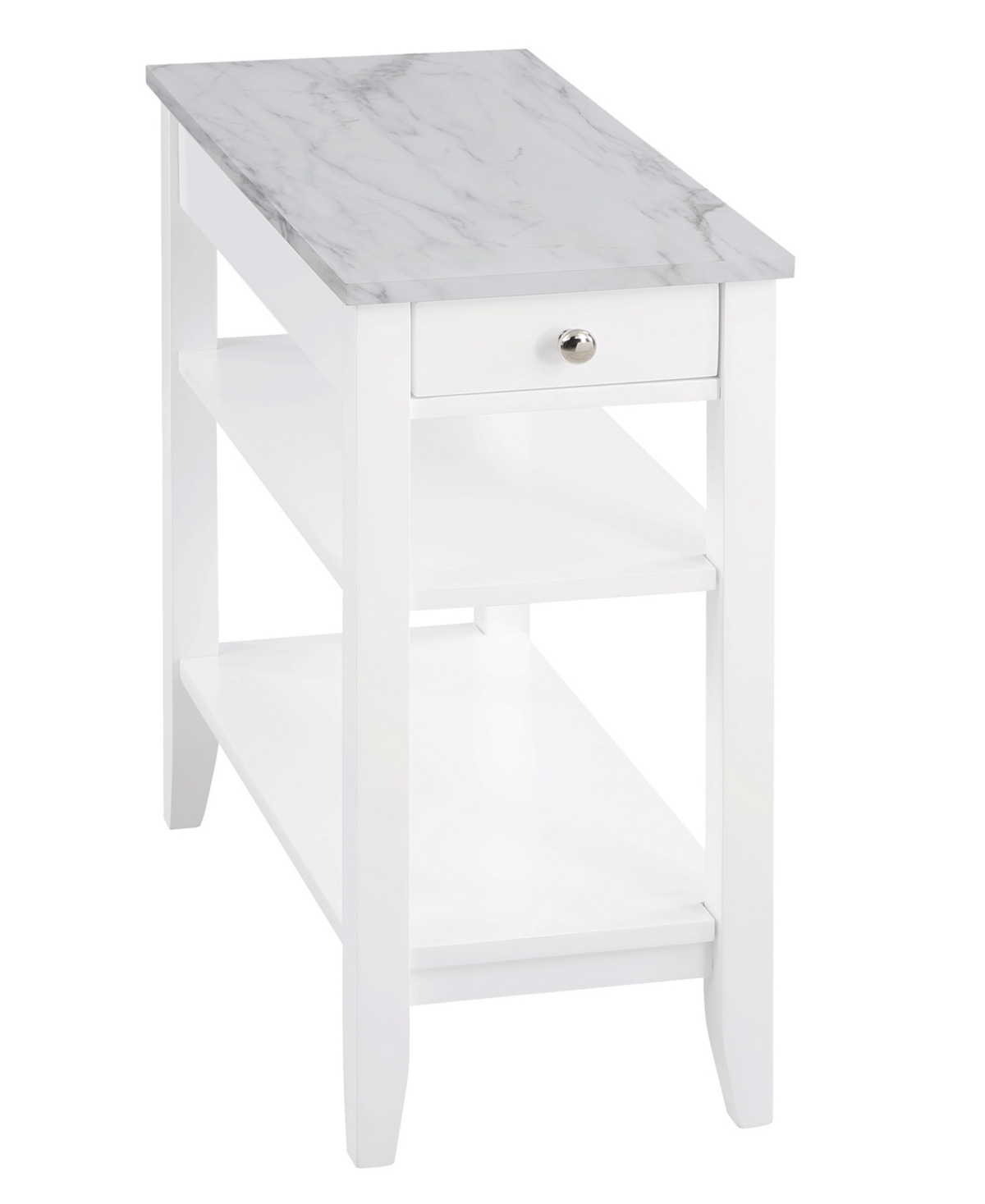 Convenience Concepts 23.5" Mdf Ah 1 Drawer Chairside End Table In White Faux Marble,black