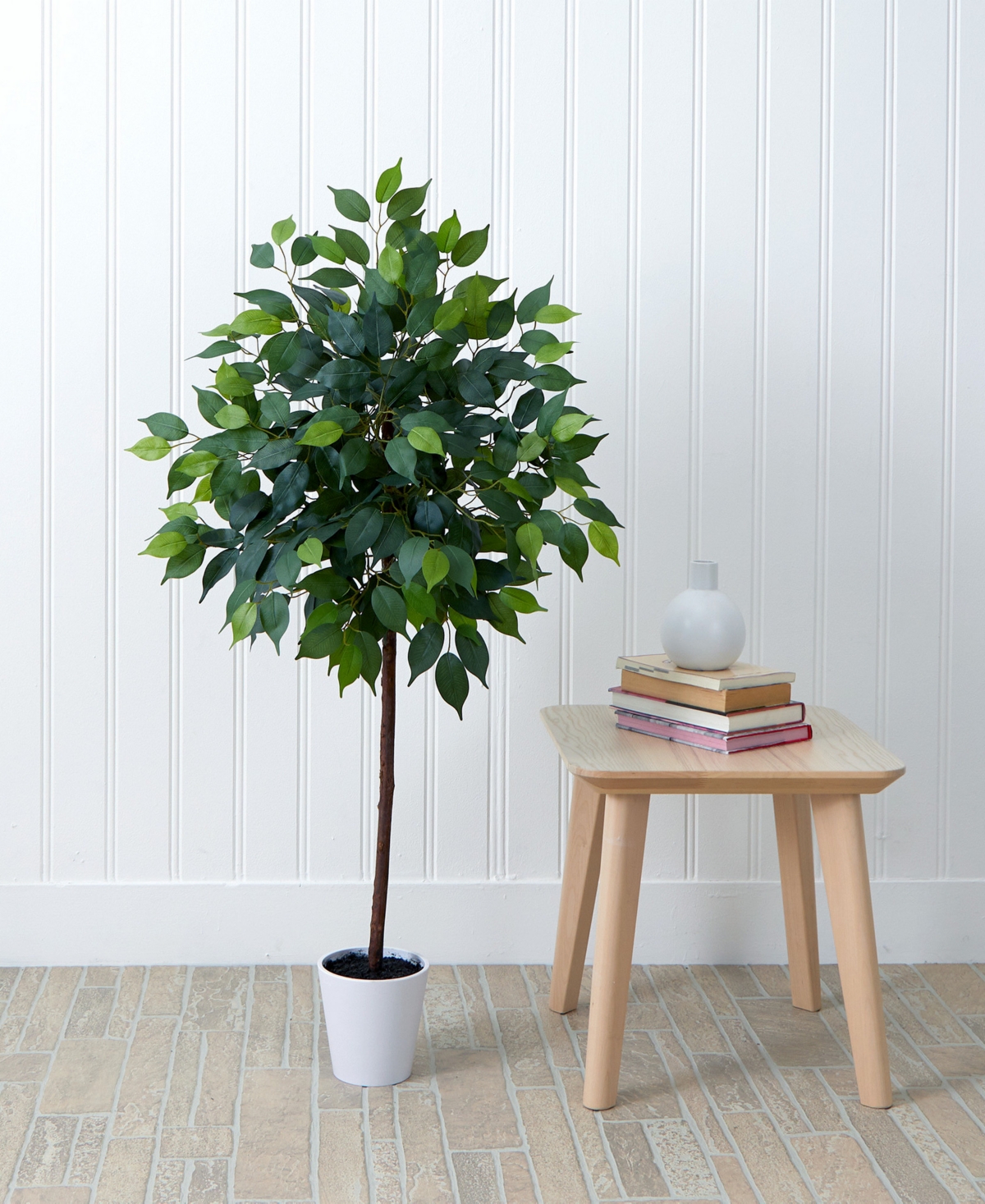 Nearly Natural 48" Artificial Ficus Tree With Decorative Planter In Green