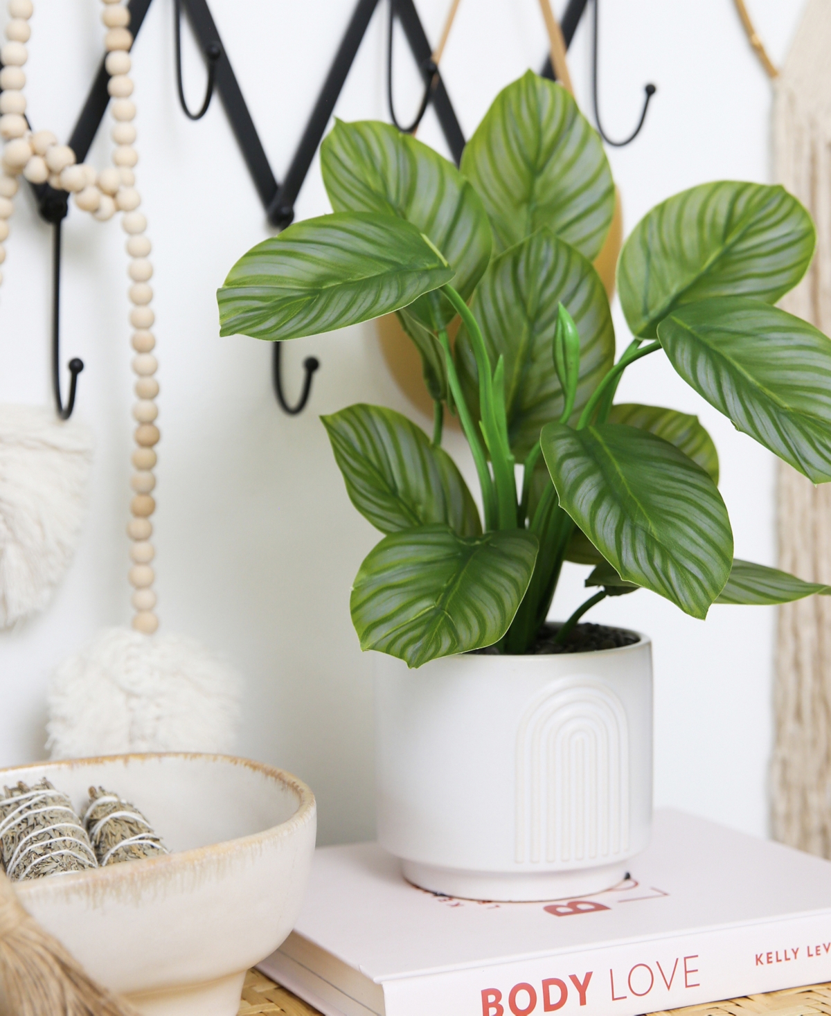 NEARLY NATURAL 12" ARTIFICIAL CALATHEA PLANT WITH DECORATIVE PLANTER 