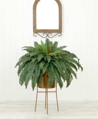 32" Artificial Boston Fern Plant with Metal Planter with Stand DIY Kit