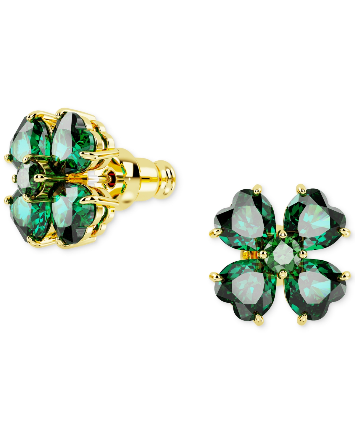 Shop Swarovski Gold-tone Idyllia Green Crystal Stud Earrings
