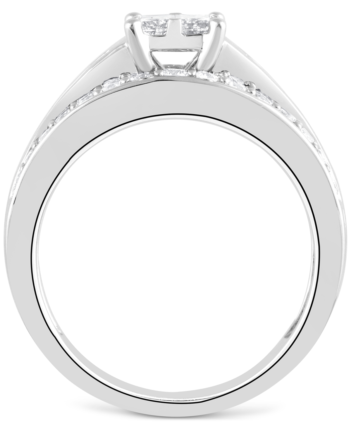Diamond Princess Shaped Cluster Multirow Engagement Ring (1-1/2 ct. t.w) in 14k- White Gold