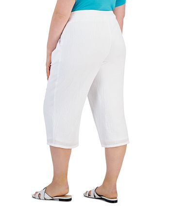 JM Collection Petite Cropped Gauze Pants, Created for Macy's - Macy's