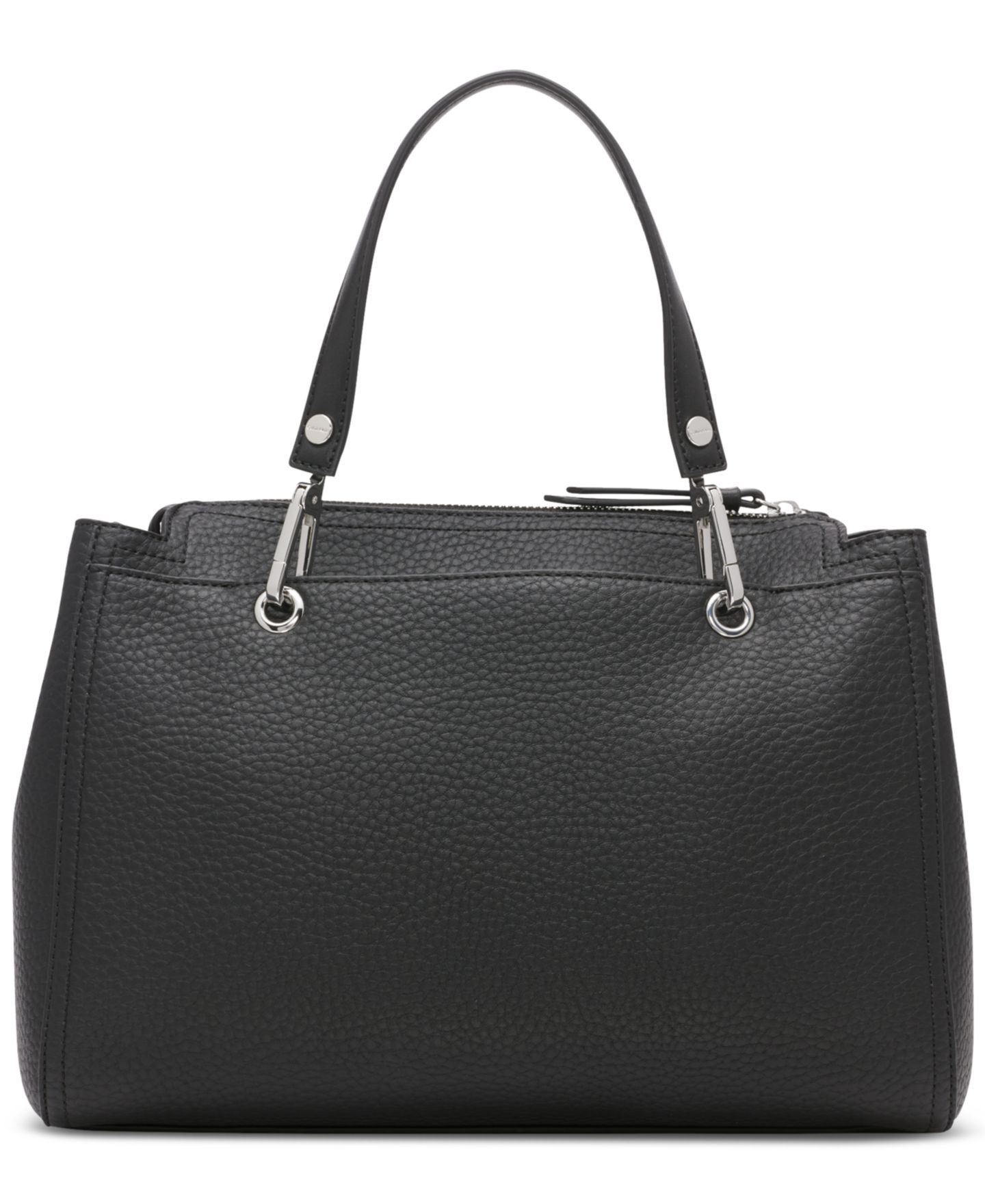 Женская сумка Calvin Klein Garnet Triple Compartment Medium Satchel, цвет: Чёрный / Серебряный — фото 2