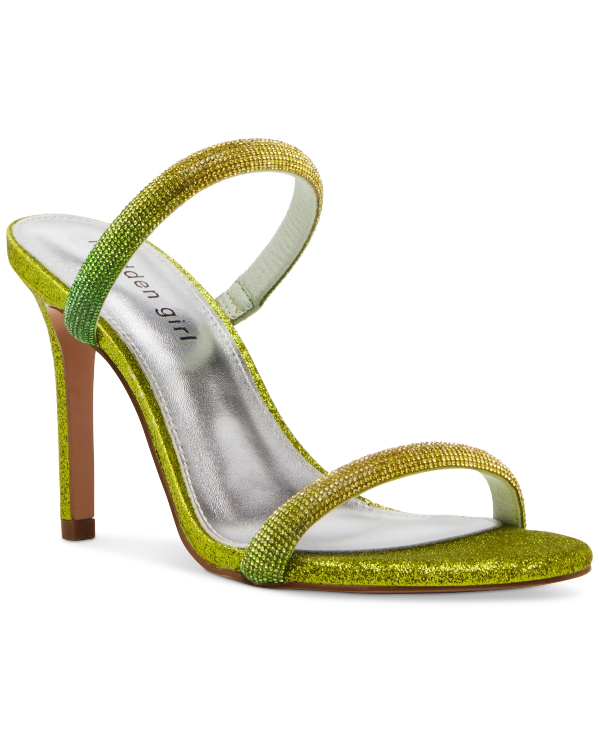 Madden Girl Beauty-r Two Band Stiletto Dress Sandals In Citron Multi