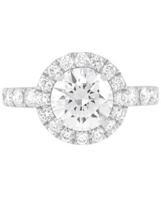 IGI Certified Lab Grown Diamond Halo Engagement Ring (3 ct. t.w.) in 14k White Gold