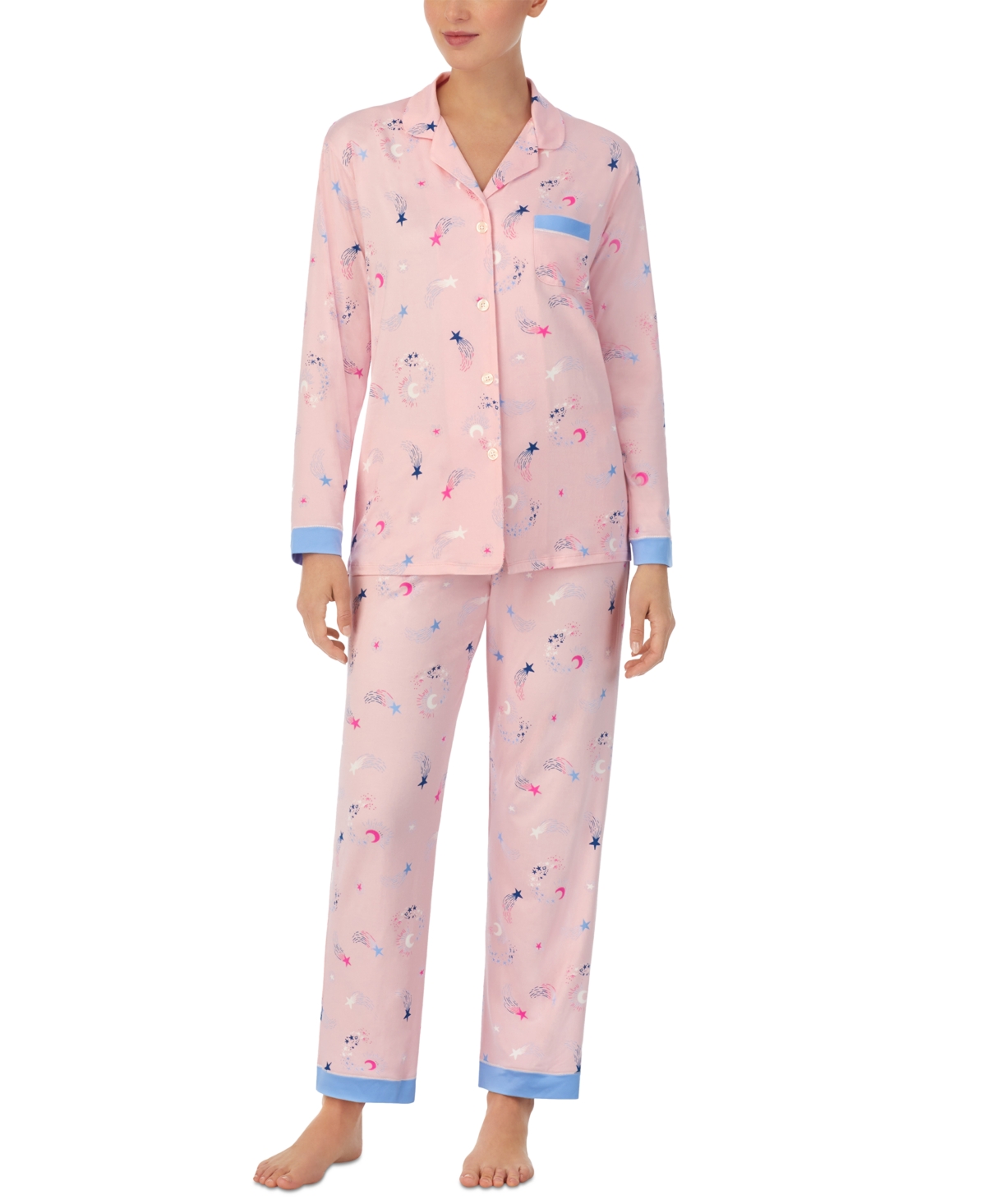 Cuddl Duds Women's 2-pc. Printed Notched-collar Pajamas Set In Pink