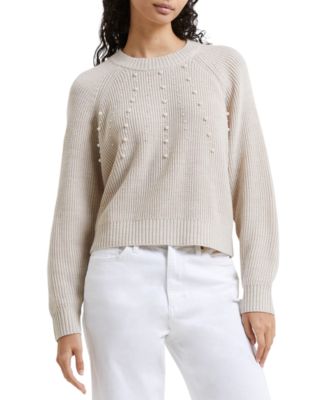 French Connection - Women's Imitation Pearl Long-Sleeve Lightweight Sweater