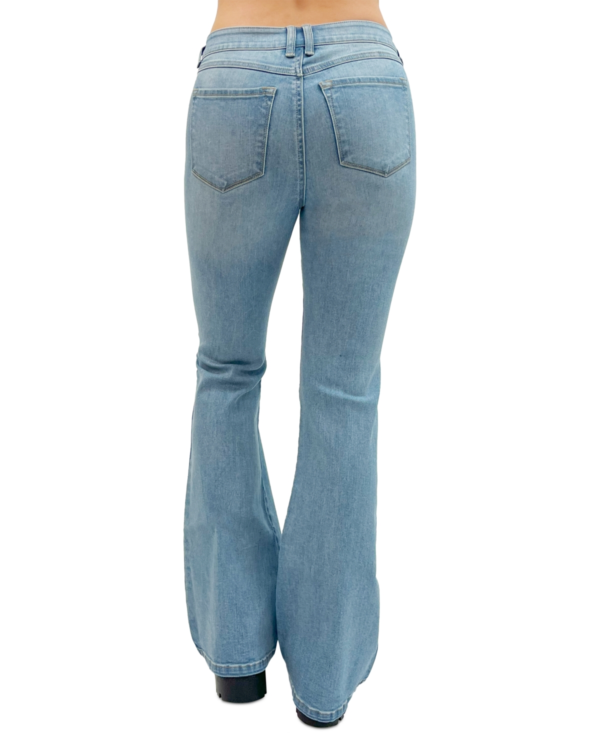 Shop Rewash Women's Low-rise Distressed Flare Jeans In Medium Wash