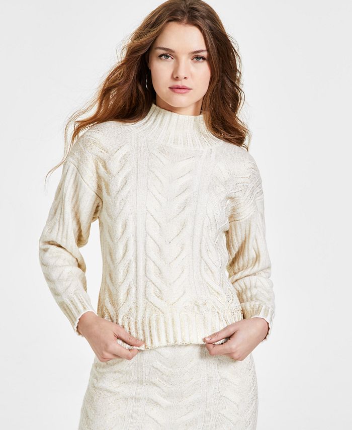 GUESS Women's Diane Mock-Neck Long Sleeve Sweater - Macy's