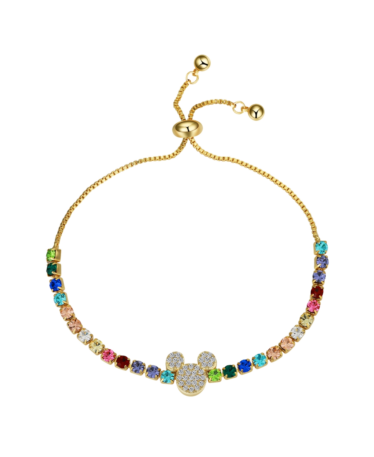 Disney Multi-color Crystal And Cubic Zirconia Mickey Mouse Bracelet In Gold