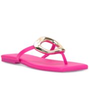 preowned chanel puffy flip flop size 40 pink and red