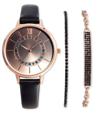 I.N.C. International Concepts - Women's Black Strap Watch 39mm Gift Set