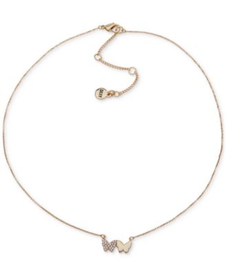 DKNY - Gold-Tone Crystal Pav&eacute; Double Butterfly Pendant Necklace