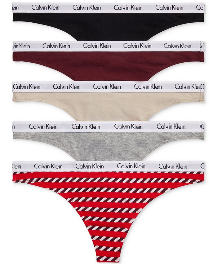 Calvin Klein Womens 5-Pack Carousel Thongs Red/Orange/Yellow/Teal/Blue