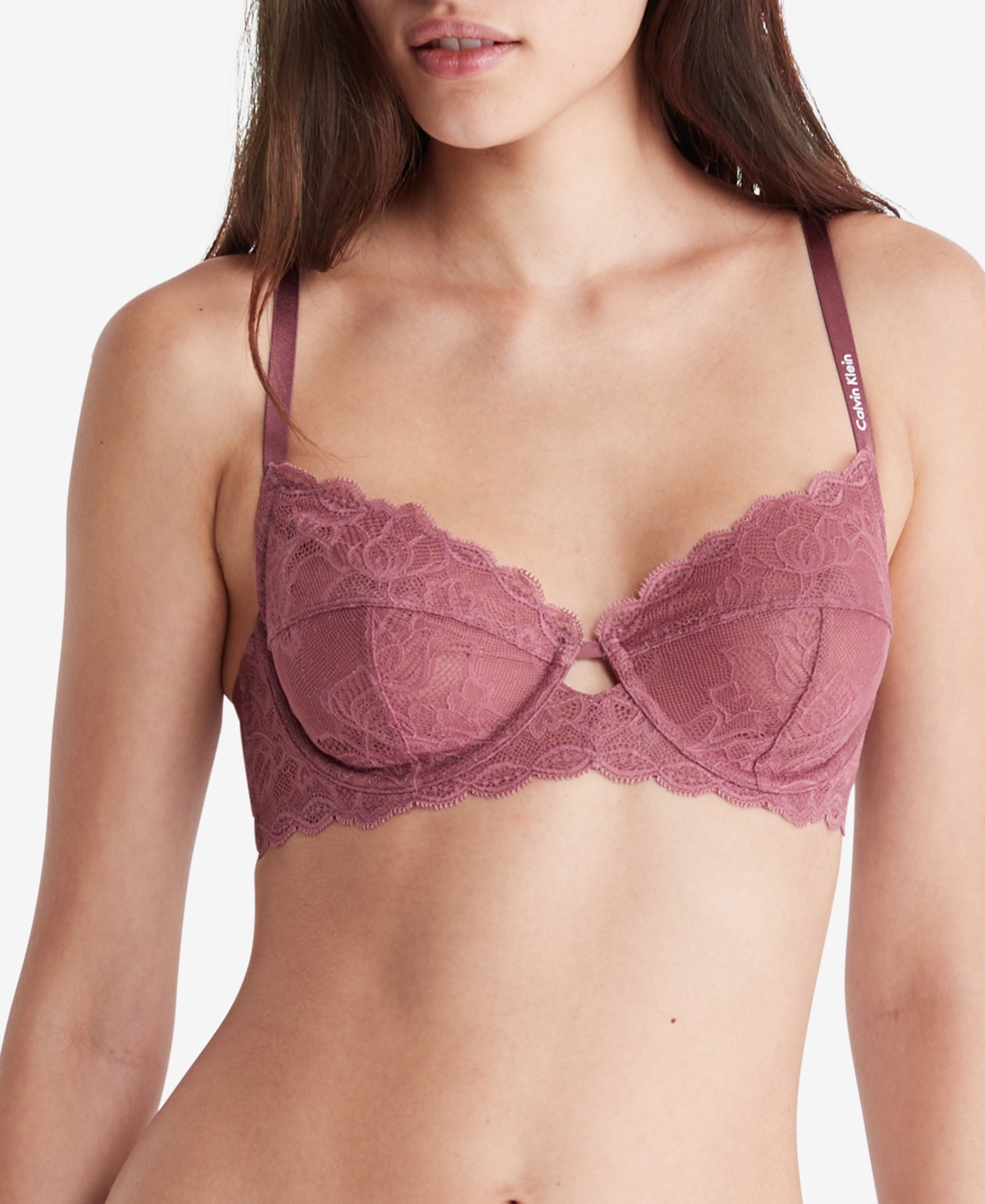Calvin Klein Seductive Comfort With Lace Full Coverage Bra Qf1741 In Crushed Berry