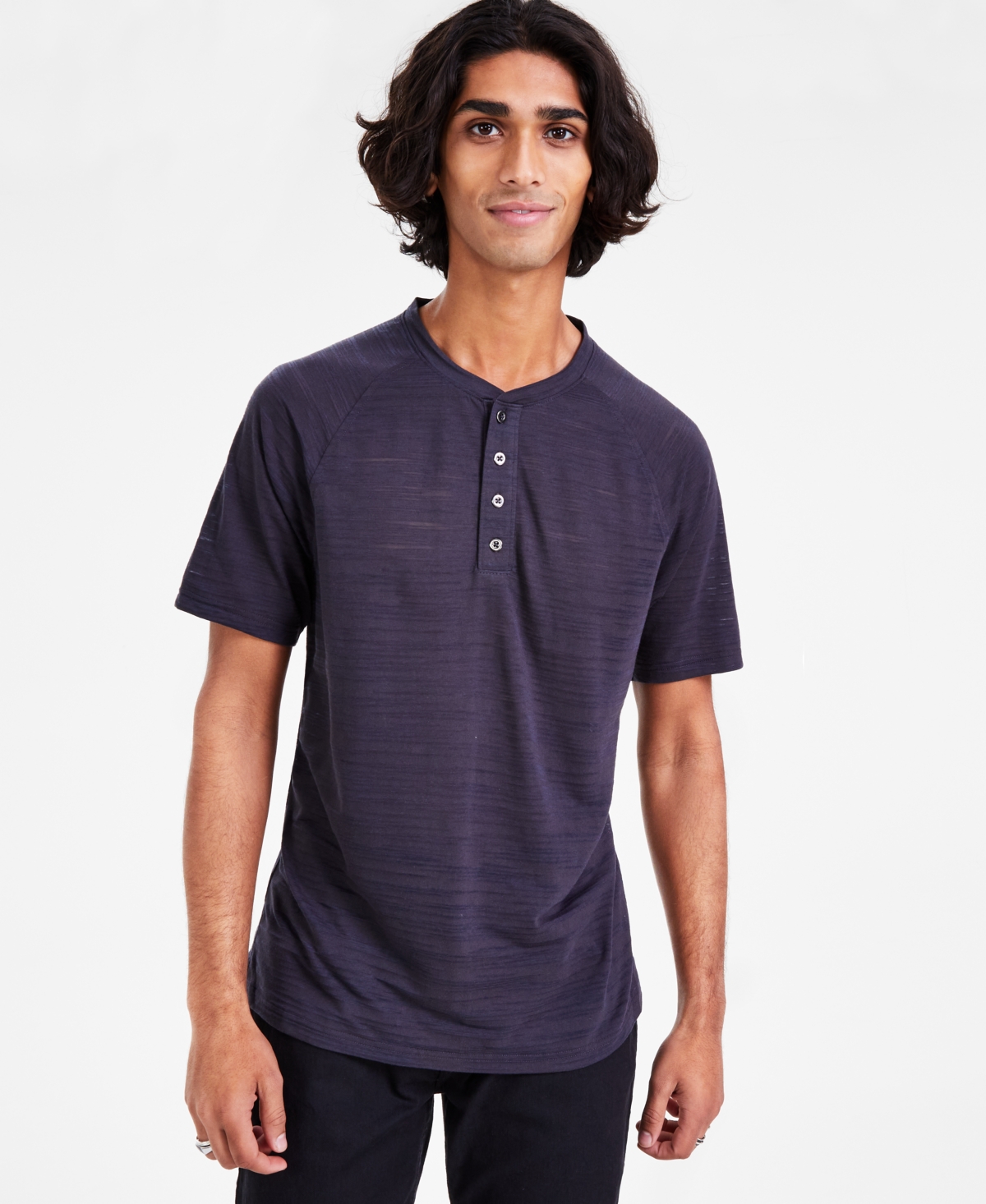 Inc International Concepts Inc. International Concepts Men's Henley T-shirt, Created For Macy's In Dark Lead