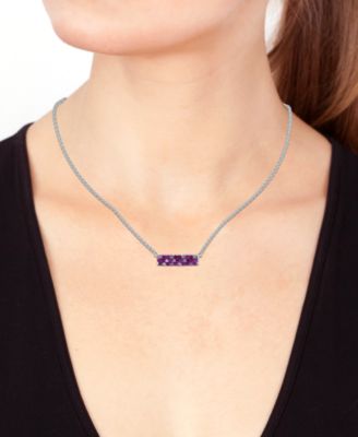 EFFY&reg; Sapphire Bar 16" Pendant Necklace (9/10 ct. t.w.) in Sterling Silver