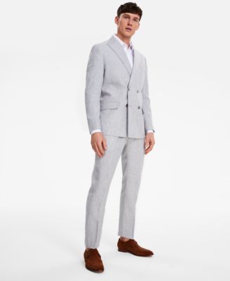 Double-breasted linen suit