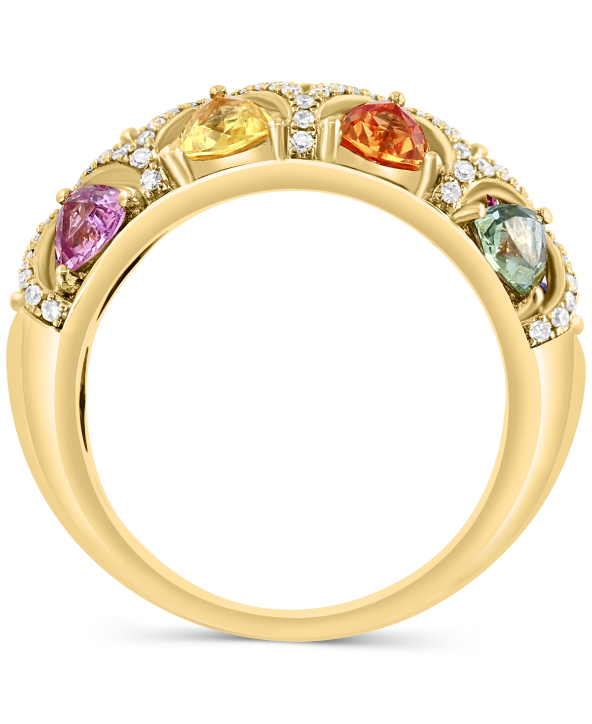 Effy Multi-Sapphire (2-3/8 ct. t.w.) & Diamond (1/5 ct. t.w.) Openwork Ring in 14k Gold