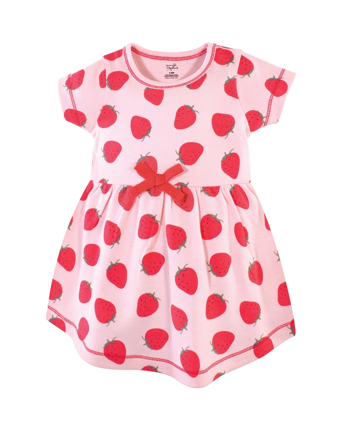 Touched by Nature Baby Girls Baby Organic Cotton Dress and Cardigan 2pc Set,- Strawberries