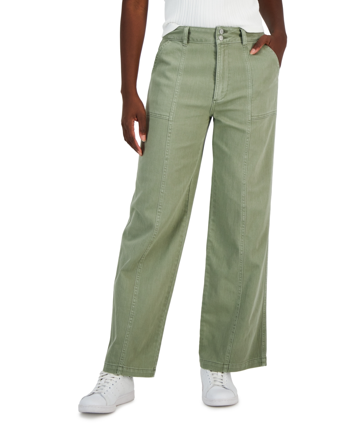 And Now This Women's Seam-front Straight-leg Twill Pants, Created For Macy's In Seagrass