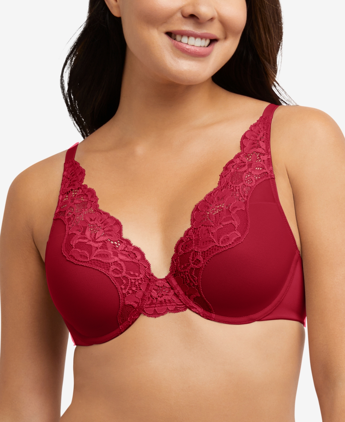 Shop Bali One Smooth U Comfort Stretch Lace Uw Df0084 In Night Fire Red