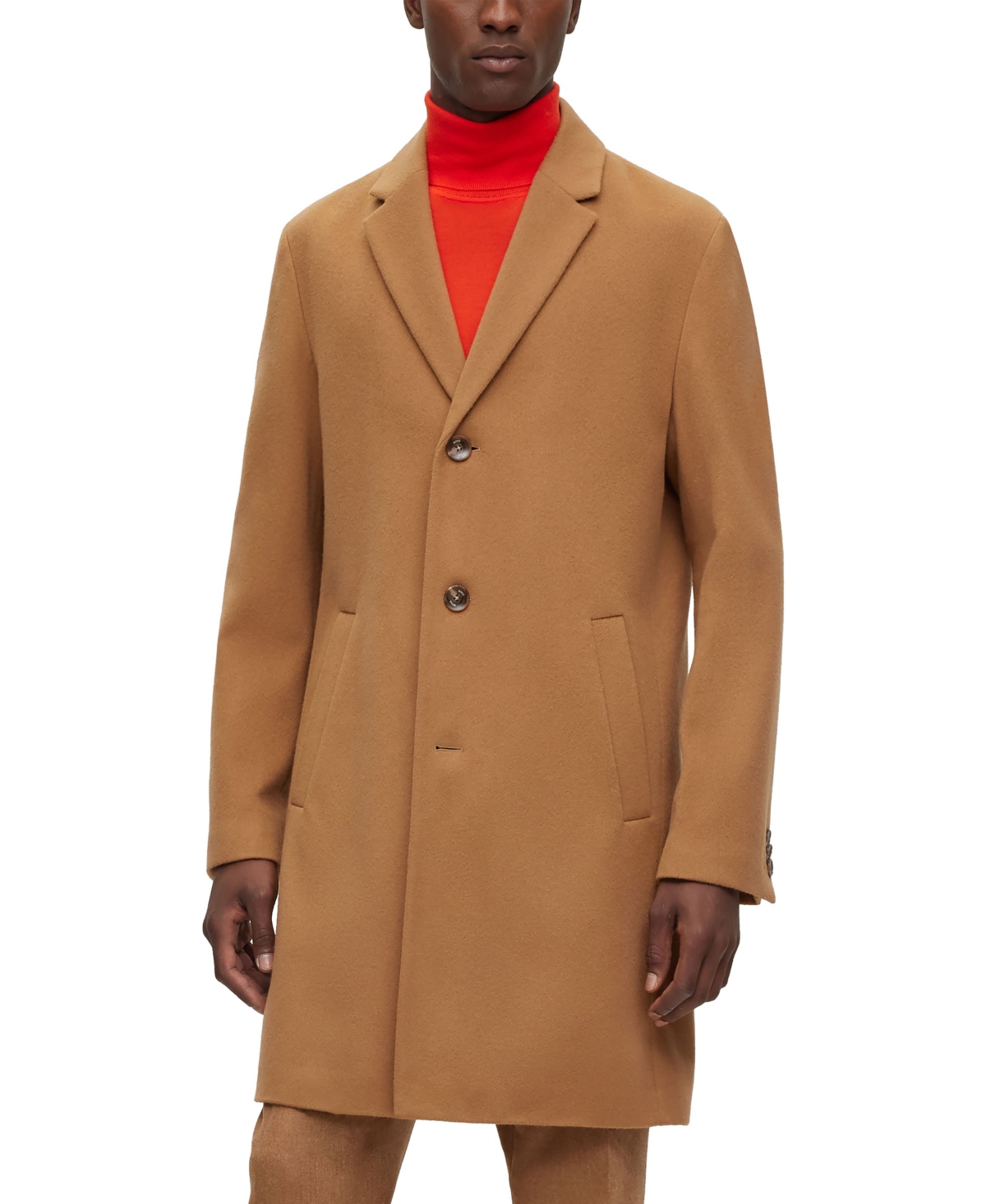 Shop Hugo Boss Boss By  Men's Fully Lined Regular-fit Coat In Medium Beige