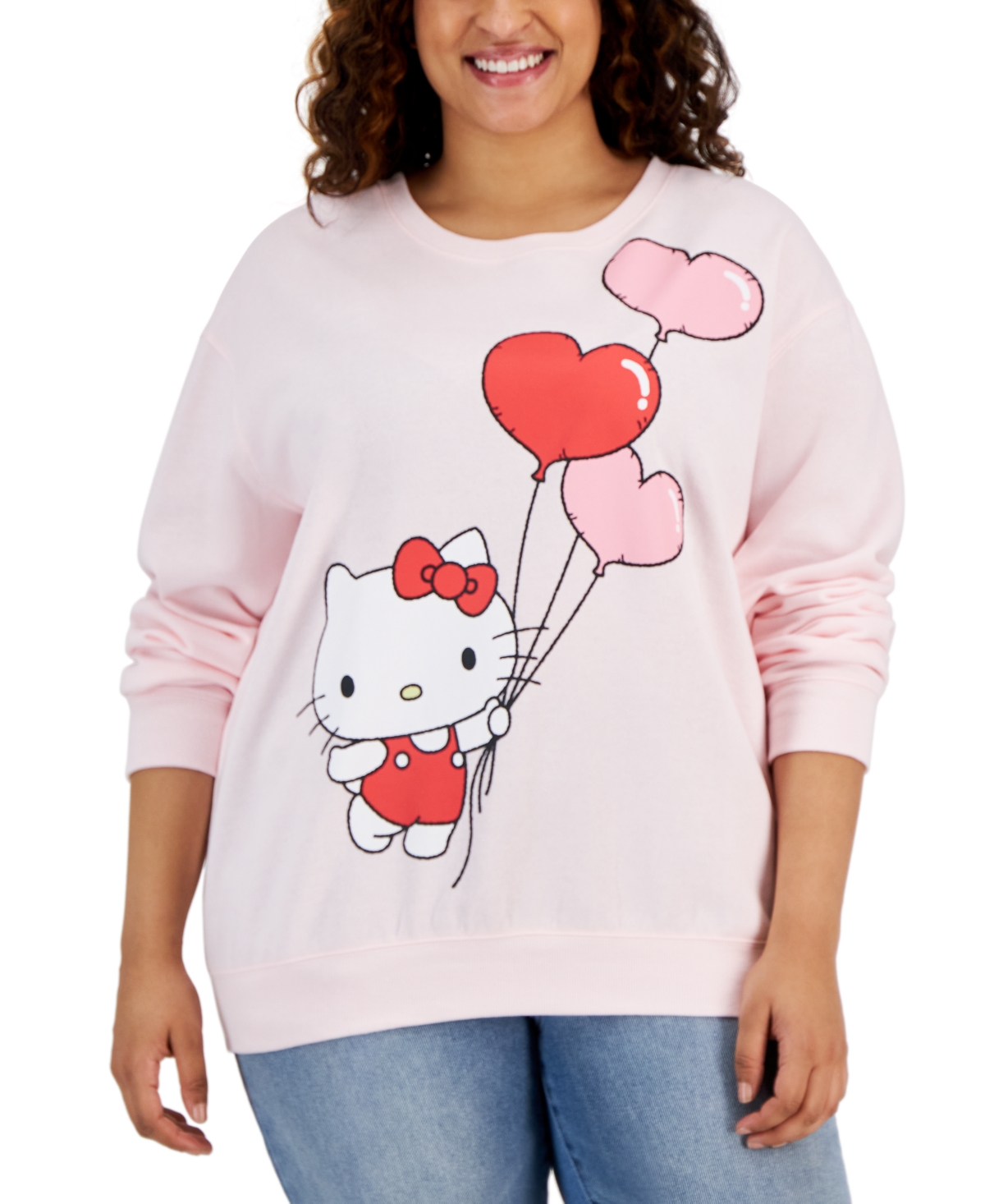Trendy Plus Size Hello Kitty Graphic-Print Sweatshirt - Barely Pink