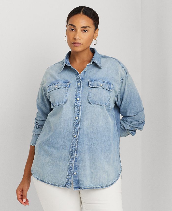 Lauren Ralph Lauren Plus Size Denim Shirt - Macy's