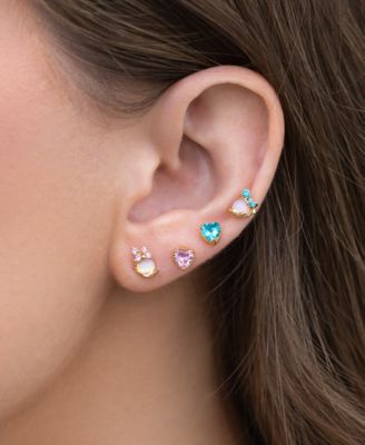 18k Gold-Plated 4-Pc. Set Mixed Color Crystal Donald & Daisy Duck Single Stud Earrings