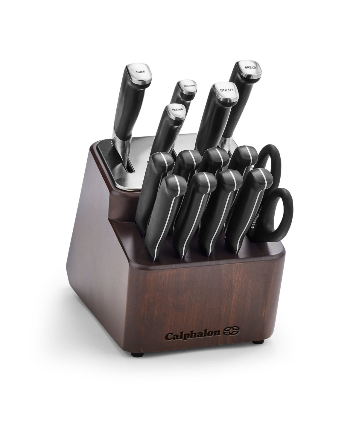 Calphalon Premier Stainless Steel 15-piece Sharpin Knife Set With Sharpening Block In Black