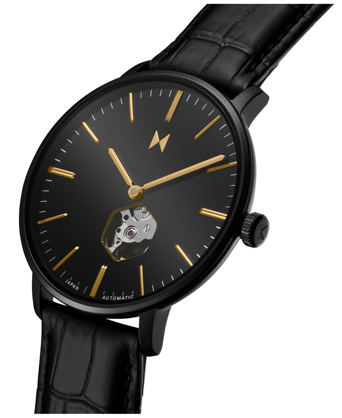 Shop Mvmt Men's Legacy Slim Automatic Black Leather Watch 42mm