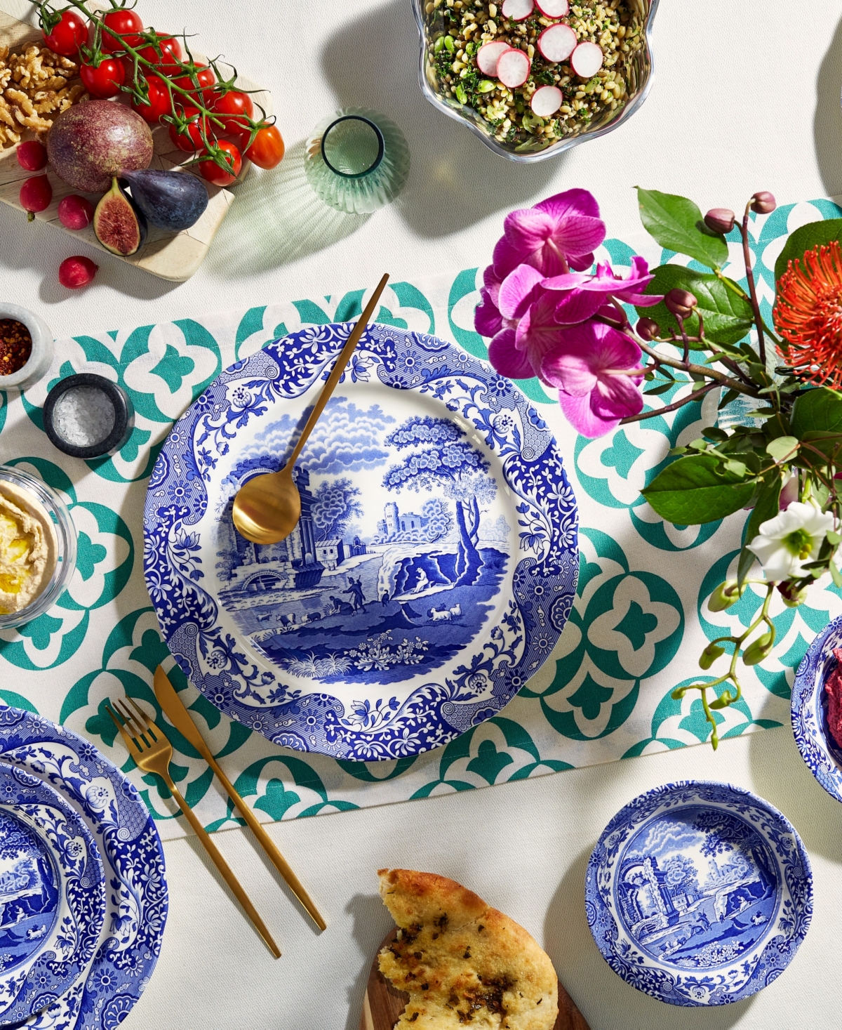 Spode Blue Italian Dinner Plates, Set Of 8 In Blue