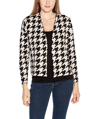 Belldini Women's Houndstooth Cropped Cardigan Sweater - Macy's