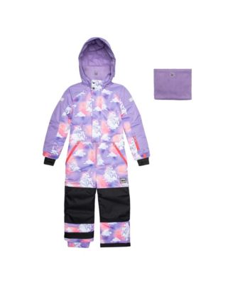One Piece Lavender Snowsuit With Unicorns In The Cloud Print