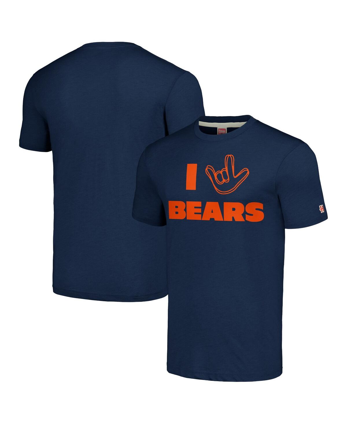Homage Men's And Women's  Navy Chicago Bears The Nfl Asl Collection By Love Sign Tri-blend T-shirt