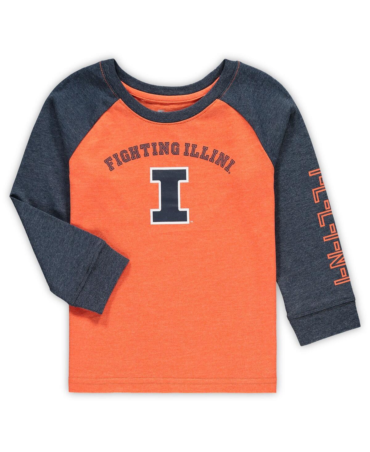 Colosseum Babies' Toddler Boys And Girls  Heathered Orange Illinois Fighting Illini Long Sleeve Raglan T-shir In Heather Orange