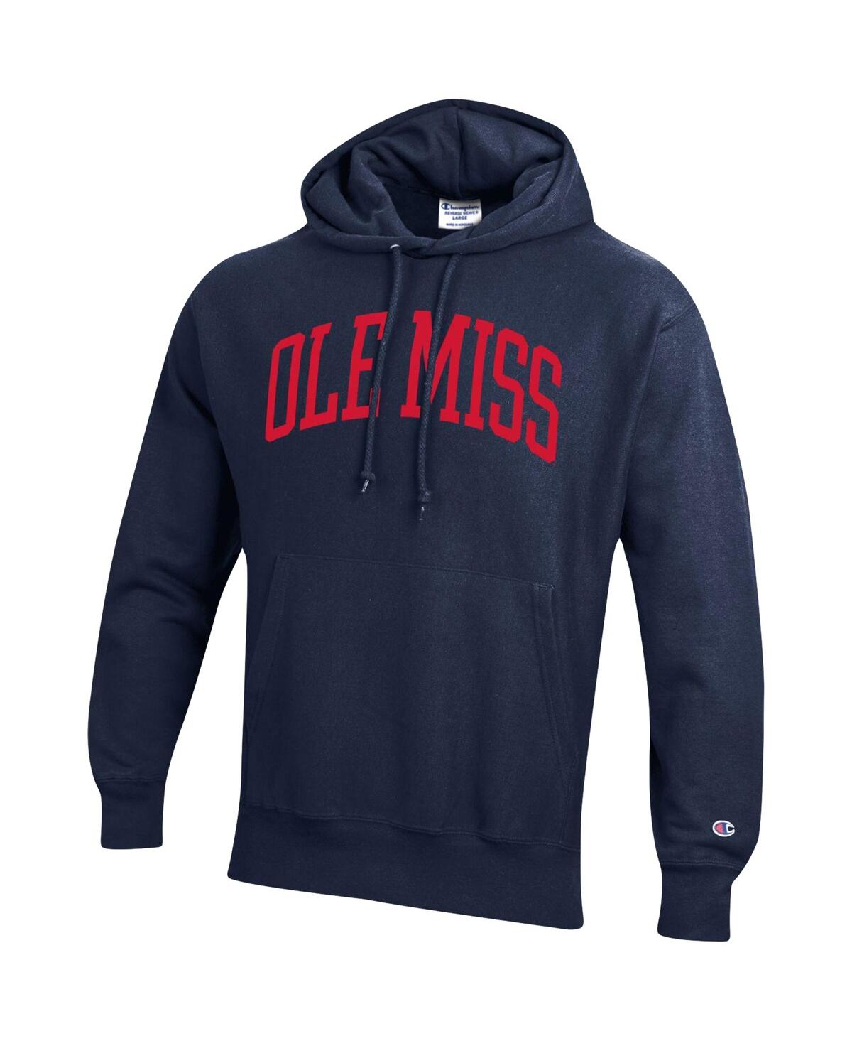 Shop Champion Men's  Navy Ole Miss Rebels Team Arch Reverse Weave Pullover Hoodie